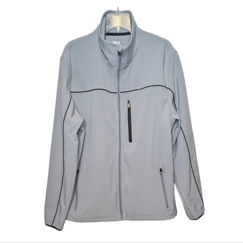 Fila light Greyzip front  stadium jacket sz Large